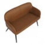 LumiSource Daniella Camel Faux Leather High-Back Bench with Armrests and Black Steel Frame