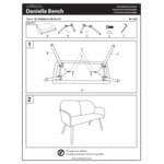 LumiSource Daniella Camel Faux Leather High-Back Bench with Armrests and Black Steel Frame