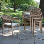 Outdoor Interiors Wicker and Antique Wash Eucalyptus Dining Chair with Olefin Cushion
