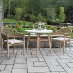 Outdoor Interiors Wicker and Antique Wash Eucalyptus Dining Chair with Olefin Cushion