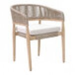 Outdoor Interiors Wicker and Antique Wash Eucalyptus Dining Chair with Olefin Cushion