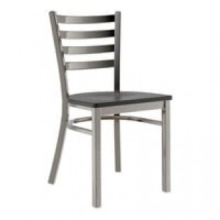 BFM Seating Lima Steel Customizable Side Chair with Black Wooden Seat and Clear Coat Frame BFM Seating Lima Steel Customizable Side Chair with Black Wooden Seat and Clear Coat Frame