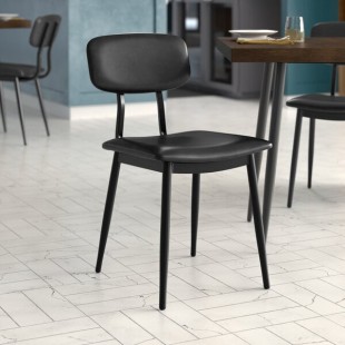 Lancaster Table & Seating Mid-Century Black Chair with Black Vinyl Padded Seat and Backrest - Unassembled Lancaster Table & Seating Mid-Century Black Chair with Black Vinyl Padded Seat and Backrest - Unassembled