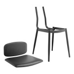 Lancaster Table & Seating Mid-Century Black Chair with Black Vinyl Padded Seat and Backrest - Unassembled Lancaster Table & Seating Mid-Century Black Chair with Black Vinyl Padded Seat and Backrest - Unassembled