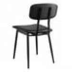 Lancaster Table & Seating Mid-Century Black Chair with Black Vinyl Padded Seat and Backrest - Unassembled Lancaster Table & Seating Mid-Century Black Chair with Black Vinyl Padded Seat and Backrest - Unassembled