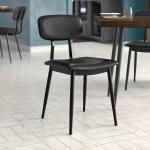 Lancaster Table & Seating Mid-Century Black Chair with Black Vinyl Padded Seat and Backrest - Unassembled Lancaster Table & Seating Mid-Century Black Chair with Black Vinyl Padded Seat and Backrest - Unassembled