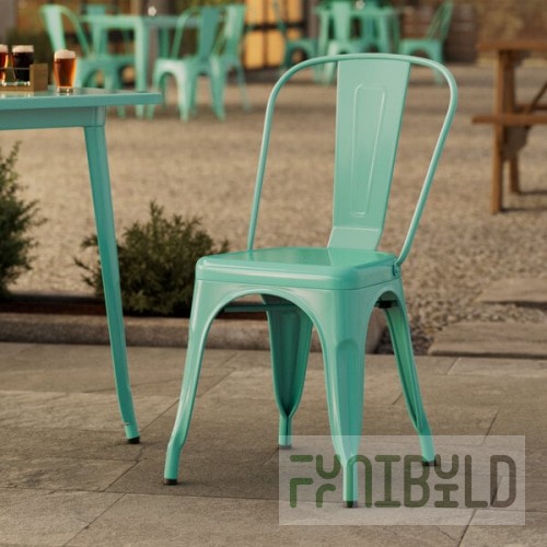 Lancaster Table & Seating Alloy Aquamarine Outdoor Cafe Chair