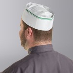 Choice Adjustable Green Stripe Disposable Overseas Cap - 100/Pack Choice Adjustable Green Stripe Disposable Overseas Cap - 100/Pack