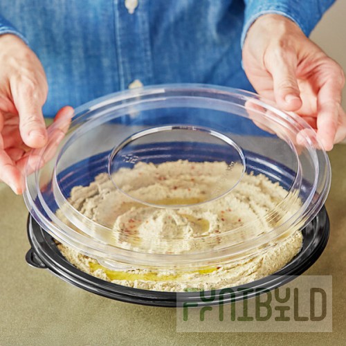 Visions Clear PET Plastic Flat Lid for 24W, 32W, and 48 oz. Round Bowls - 25/Pack