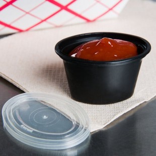 Newspring YE501-B ELLIPSO 1 oz. Black Oval Souffle / Portion Cup with Clear Lid - 1,000/Case Newspring YE501-B ELLIPSO 1 oz. Black Oval Souffle / Portion Cup with Clear Lid - 1,000/Case