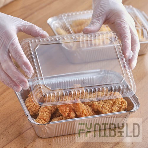 Choice Oblong Clear Plastic Dome Lid for 2.25 lb. & 1.5 lb. Shallow Foil Take-Out Container - 500/Case