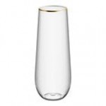 Visions Dynasty 9 oz. Clear Plastic Stemless Champagne Flute with Gold Rim - 64/Case Visions Dynasty 9 oz. Clear Plastic Stemless Champagne Flute with Gold Rim - 64/Case