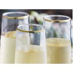 Visions Dynasty 9 oz. Clear Plastic Stemless Champagne Flute with Gold Rim - 64/Case Visions Dynasty 9 oz. Clear Plastic Stemless Champagne Flute with Gold Rim - 64/Case
