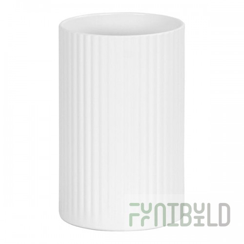Cal-Mil 30 oz. White Ribbed Melamine Crock / Condiment Jar 24020-4-15