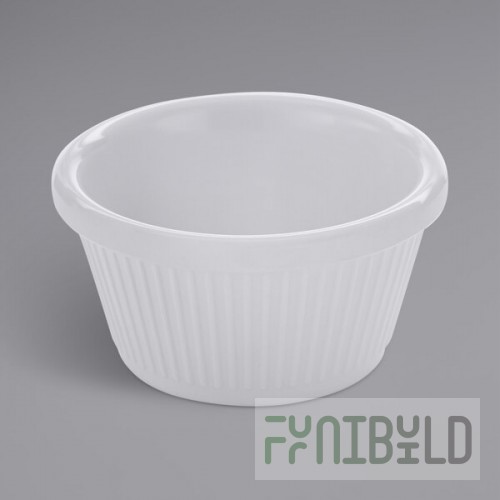 American Metalcraft 2 oz. Fluted White Melamine Ramekin - 12/Case