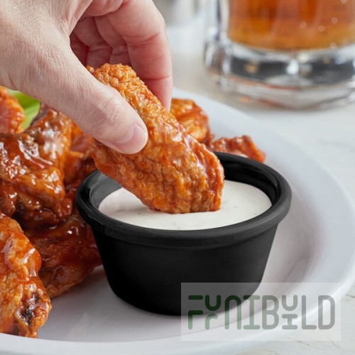 Acopa 3 oz. Black Smooth Melamine Ramekin - 12/Case