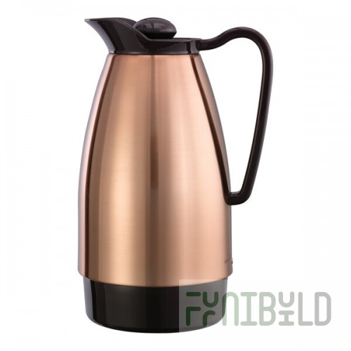 Service Ideas Classic Carafe 33.8 oz. Copper Stainless Steel Insulated Coffee Carafe / Server with Black Lid CGC101CP