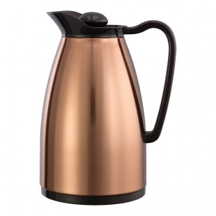 Service Ideas Classic Carafe 20 oz. Copper Stainless Steel Insulated Coffee Carafe / Server with Black Lid CGC060CP