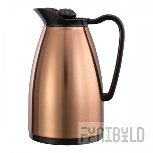 Service Ideas Classic Carafe 20 oz. Copper Stainless Steel Insulated Coffee Carafe / Server with Black Lid CGC060CP