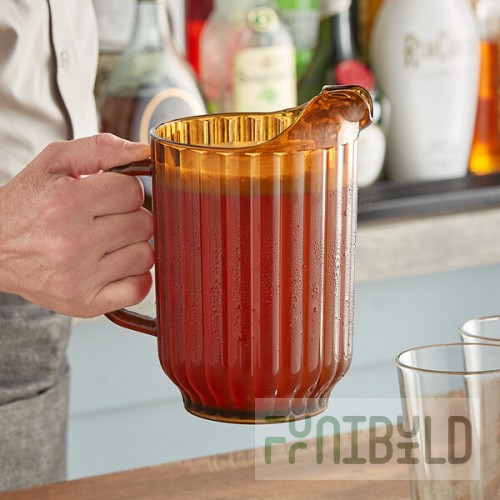 Cambro P600CW153 Camwear® 60 oz. Amber Customizable Plastic Pitcher