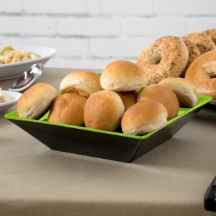 GET ML-247-G/BK Brasilia 2.5 Qt. Green and Black Square Melamine Bowl - 6/Case