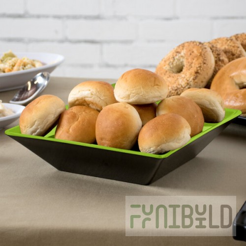 GET ML-247-G/BK Brasilia 2.5 Qt. Green and Black Square Melamine Bowl - 6/Case