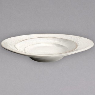 Elite Global Solutions M14BST-OWD Della Terra Melamine Stoneware 1.38 Qt. Off White Irregular Round Serving Bowl