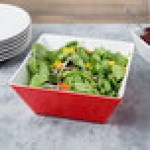 Vollrath V2220340 3.5 Qt. Red / White Large Square Melamine Bowl