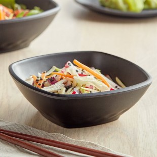 GET B-501-BK Nara 6 oz. Black Matte Square Melamine Bowl - 24/Case