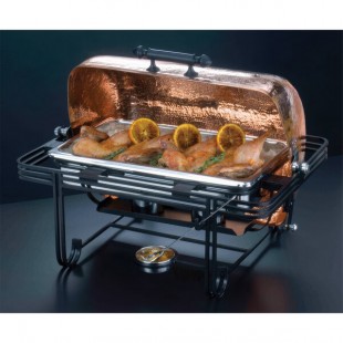 American Metalcraft MESA72C 8 Qt. Rectangular Roll Top Chafer with Hammered Copper Cover American Metalcraft MESA72C 8 Qt. Rectangular Roll Top Chafer with Hammered Copper Cover