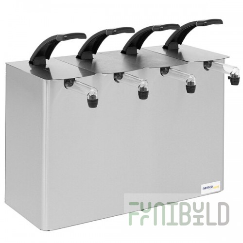 Nemco 10964 Asept Stainless Steel Quadruple Countertop Pump Dispenser for 1.5 Gallon / 6 Qt. Pouches