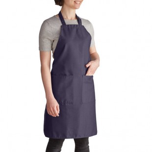 Intedge Navy Blue Adjustable Poly-Cotton Bib Apron with 2 Pockets - 32 Intedge Navy Blue Adjustable Poly-Cotton Bib Apron with 2 Pockets - 32