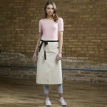 Uncommon Chef 3120 Ivory Customizable 100% Cotton Canvas Muse Bistro Apron with Black Webbing and 1 Pocket - 33