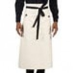 Uncommon Chef 3120 Ivory Customizable 100% Cotton Canvas Muse Bistro Apron with Black Webbing and 1 Pocket - 33