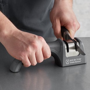 Mercer Culinary M10200 Double Diamond 2-Stage Handheld Manual Serrated / Straight Edge Knife Sharpener