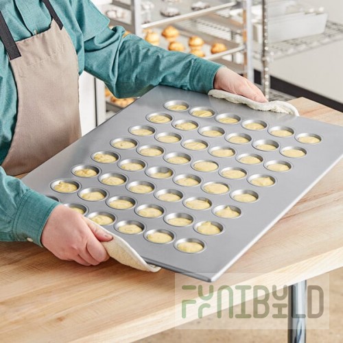 Baker's Lane 48 Cup 1.1 oz. Glazed Aluminized Steel Mini Muffin / Cupcake Pan - 18