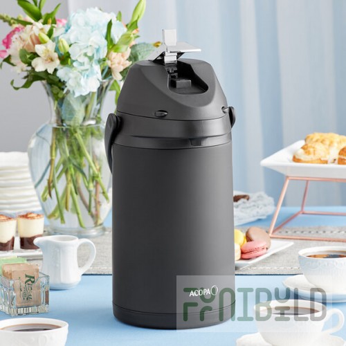 Acopa 3.5 Liter Stainless Steel Lined Matte Black Airpot with Metal Lever