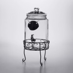 Acopa 1.75 Gallon Glass Beverage Dispenser with Chalkboard Sign and Metal Stand Acopa 1.75 Gallon Glass Beverage Dispenser with Chalkboard Sign and Metal Stand