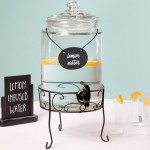 Acopa 1.75 Gallon Glass Beverage Dispenser with Chalkboard Sign and Metal Stand Acopa 1.75 Gallon Glass Beverage Dispenser with Chalkboard Sign and Metal Stand