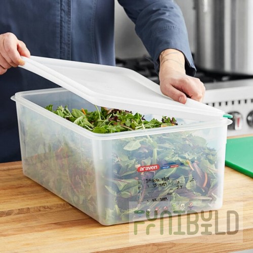 Araven 03038 Full Size Translucent Polypropylene Food Pan with Airtight Lid - 8