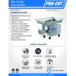 ProCut KG-12-SS #12 Stainless Steel Electric Meat Grinder - 115V, 3/4 hp