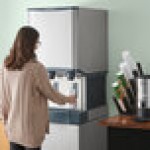 Scotsman HID540WX-1A Meridian® Water-Cooled Countertop Nugget Ice Machine and Water Dispenser with Hands-Free Dispensing - 40 lb. Bin Capacity