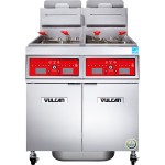 Vulcan 2TR45CF-1 PowerFry3 Natural Gas 90-100 lb. 2 Unit Floor Fryer System with Computer Controls and KleenScreen Filtration - 140,000 BTU