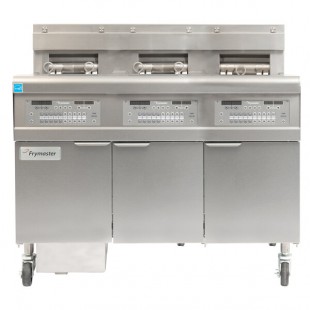 Frymaster FPGL330-4LCA Liquid Propane Floor Fryer with Full Right Frypot / Two Left Split Pots and Automatic Top Off - 225,000 BTU