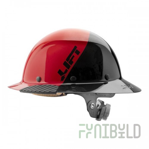 Lift Safety Dax Fifty50 Gloss Red / Black Fiber Resin Full Brim Hard Hat HDF50-20RD