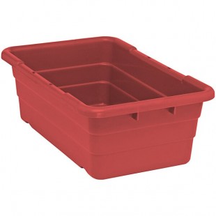 Quantum 9.75 Gallon Red Cross Stack Tub with Built-In Handle Grips and Bottom Grooves TUB2516-8RD Quantum 9.75 Gallon Red Cross Stack Tub with Built-In Handle Grips and Bottom Grooves TUB2516-8RD