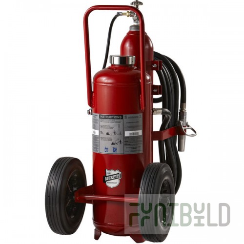 Buckeye 50 lb. Purple K Fire Extinguisher - Rechargeable Untagged Stored Pressure - UL Rating 160-B:C - Rubber Wheels