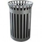 Wausau Tile MF3399 36 Gallon Tall Flat Steel Round Trash Can with Aluminum Funnel Lid and Rain Hood Wausau Tile MF3399 36 Gallon Tall Flat Steel Round Trash Can with Aluminum Funnel Lid and Rain Hood