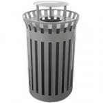 Wausau Tile MF3399 36 Gallon Tall Flat Steel Round Trash Can with Aluminum Funnel Lid and Rain Hood Wausau Tile MF3399 36 Gallon Tall Flat Steel Round Trash Can with Aluminum Funnel Lid and Rain Hood