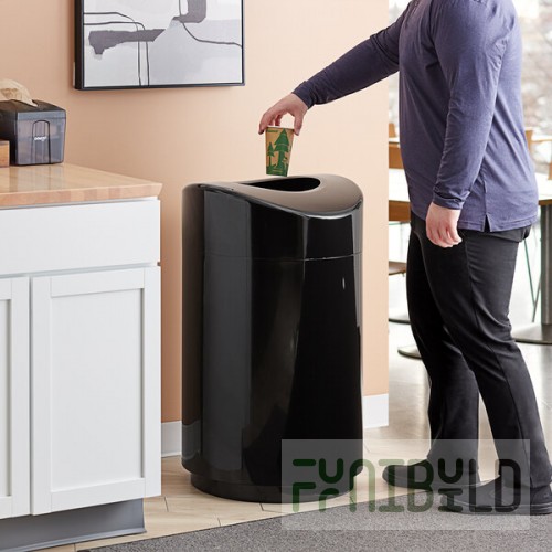 Rubbermaid® FGR2030EPLBK Eclipse Black Round Open Top Steel Trash Can with Rigid Plastic Liner 30 Gallon